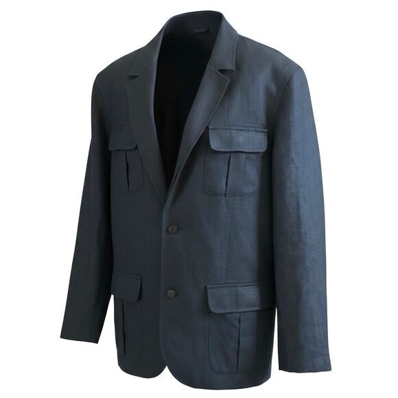 L.L. Bean Other - VTG LL Bean LINEN Jacket Men 42 Reg Field Safari Chore Coat Blazer Elbow Patches